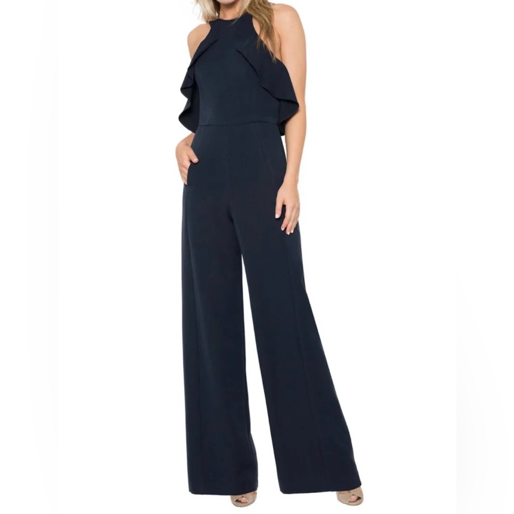 Black Halo Navy Becca Jumpsuit Halter